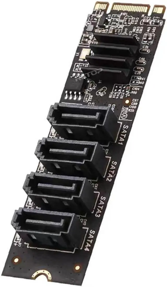 Alt view image 4 of 5 - Amify M.2 NVMe to 4 SATA Adapter Controller Card, Internal 4 Port Non-RAID SATA III 6GB/s M.2 NVMe Adapter Card for Desktop PC Support SSD and HDD Hard Disk Drive