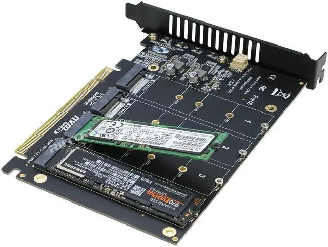 Alt view image 5 of 6 - Amify Quad M.2 NVMe to PCIe Adapter Expansion Card (PCIe Bifurcation Motherboard is Required), Support 4* M.2 PCIe NVMe SSD
