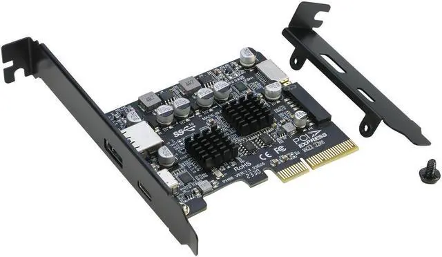 Alt view image 4 of 7 - PCIE to USB 3.2 Gen 2 Expansion Adapter Card 10Gbps, PCI-e Express to USB A and USB C Controller Card with Internal Type-E and 19/20pin Header for Front Panel Mount