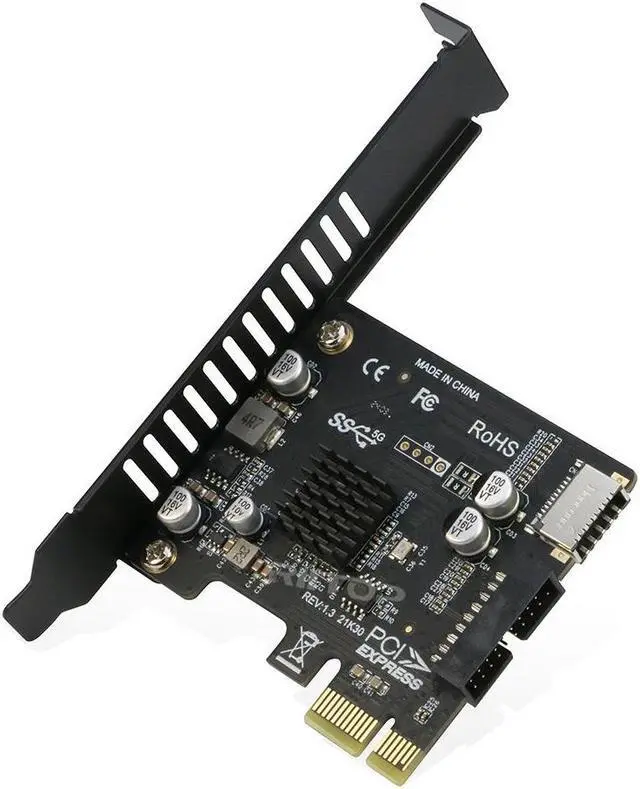 Main image of Amify PCI-E 1X to USB 3.2 GEN1 5Gbps 20pin Front Panel Header (to Type-c Front Panel Header) + USB 3.0 19Pin Socket Expansion Card,Type-E Internal 20-pin Front Panel Connector Riser Card