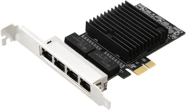 Main image of Amify 4 Port Gigabit Ethernet PCIE x1 Network Interface Card (NIC) Quad RJ45 10/100/1000 Mbps Intel Chipset 82571