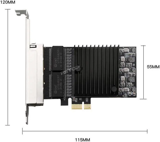 Alt view image 3 of 4 - Amify 4 Port Gigabit Ethernet PCIE x1 Network Interface Card (NIC) Quad RJ45 10/100/1000 Mbps Intel Chipset 82571