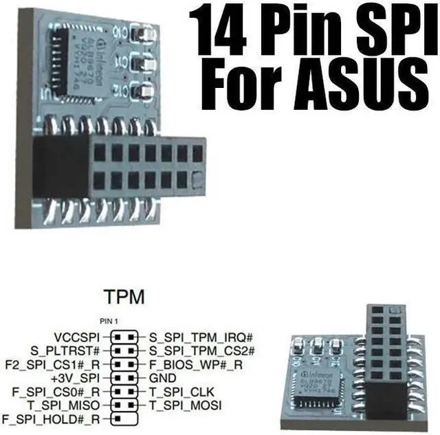 Main image of Amify TPM 2.0 Module 14-1 Pin Safety Block For SPI Card 14pin Motherboard Windows 11