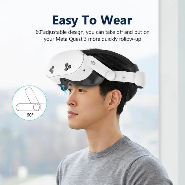 Alt view image 6 of 6 - Adjustable Head Strap for Oculus Meta Quest 3 VR Comfortable to Wear Headset Elite Strap for Meta Quest 3 Accessories