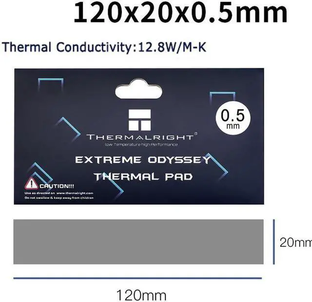 Main image of Extreme Odyssey Thermal Pad 12.8 W/mK Non Conductive Heat Resistance High Temperature Resistance Silicone Thermal Pads Suitable for Laptop Heatsink/GPU/CPU/LED Cooler 120x20x0.5mm