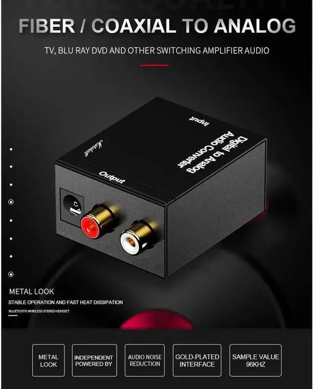 Alt view image 4 of 6 - Digital Optical Coaxial Toslink Signal to Analog Audio Converter Adapter RCA Digital To Analog Audio Converter Adapter usb