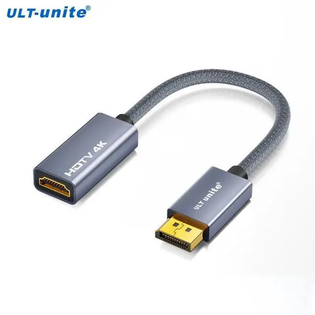Main image of Displayport to HDMI Adapter 4K@60Hz Gold Plated DP to HDMI 2.0 Video Display Converter for Desktop PC HDMI Connector Adapter 7.87  Male to Female Cable