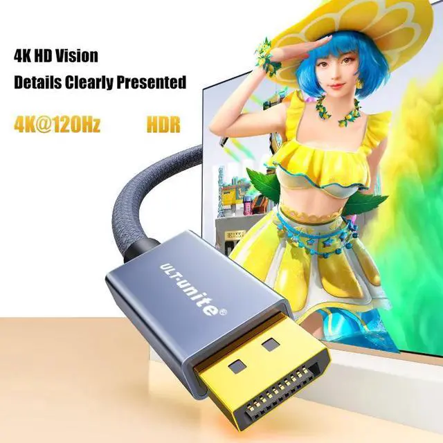 Alt view image 3 of 6 - Displayport to HDMI Adapter 4K@60Hz Gold Plated DP to HDMI 2.0 Video Display Converter for Desktop PC HDMI Connector Adapter 7.87  Male to Female Cable