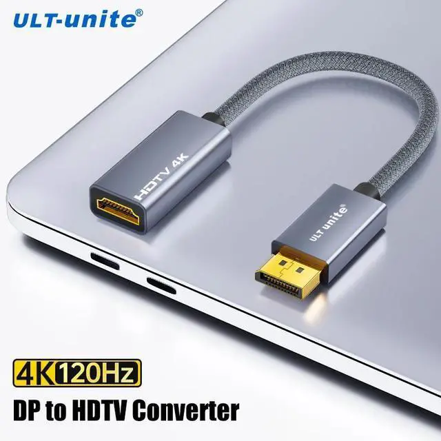 Alt view image 2 of 6 - Displayport to HDMI Adapter 4K@60Hz Gold Plated DP to HDMI 2.0 Video Display Converter for Desktop PC HDMI Connector Adapter 7.87  Male to Female Cable