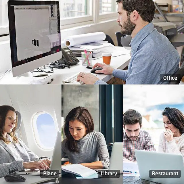 Alt view image 2 of 6 - 2.4 GHz USB Type C Wireless Mouse Ergonomic Mouse 800/1200/1600 DPI Mice for macbook Pro USB C Devices Office Mouse