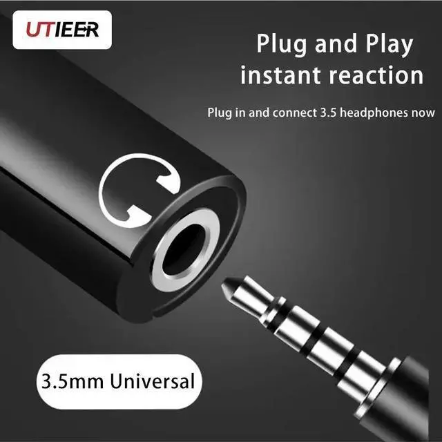 Alt view image 2 of 4 - Type C To 3.5mm Headphone Jack C Adapter Charging For Samsung  Mini USB Converter USBC Adaptador Aux Audio Splitter--Black