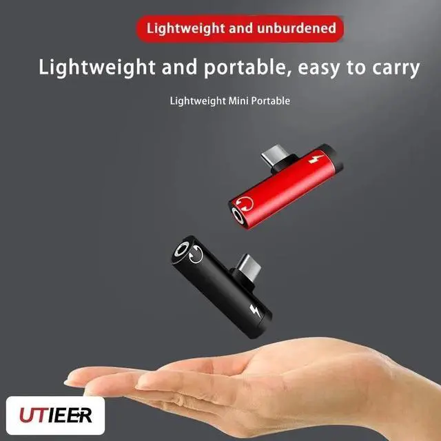 Alt view image 4 of 4 - Type C To 3.5mm Headphone Jack C Adapter Charging For Samsung  Mini USB Converter USBC Adaptador Aux Audio Splitter--Black