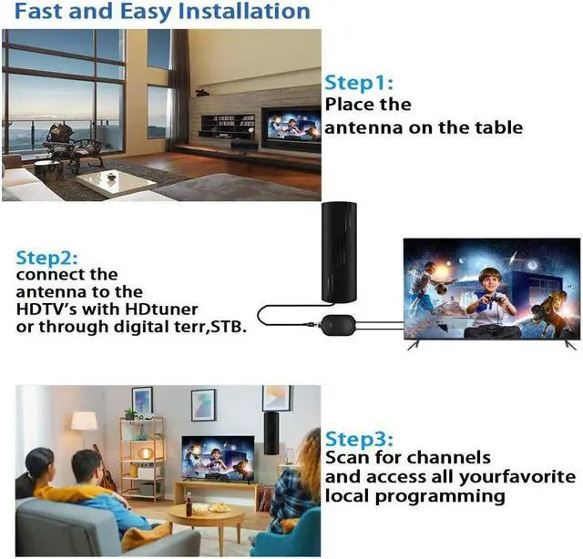 Alt view image 3 of 7 - 680+ Miles Range TV Antenna, Digital TV Antenna for Smart TV and Old TVs, Amplified HD Antenna for TV Indoor Outdoor with Amplifier and Signal Booster- 36ft Coax Cable - Support 4K 1080p