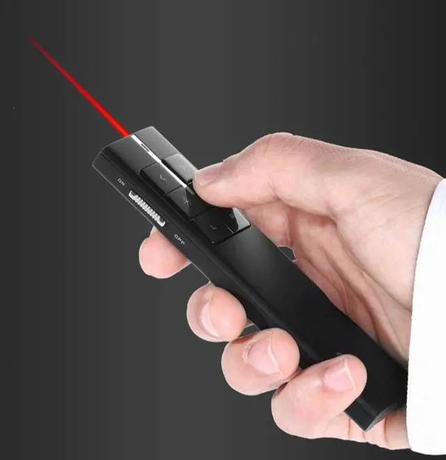 Alt view image 4 of 7 - Rechargeable Wireless Presenter Laser Pointer Air Mouse Presenter 2.4GHz PPT USB Remote Control for Multi Media Devices--White