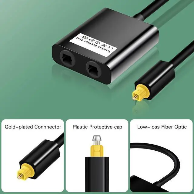 Alt view image 2 of 4 - Digital SPDIF Optical Audio Splitter 2 Way Toslink Splitter 1 input 2 Output SPDIF Optical Cable Splitter Hub Fiber Optic Splitter 1x2