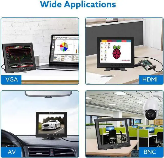 Alt view image 4 of 6 - 8 Inch HDMI Monitor 1024x768 Resolution Small Display Portable 4:3 TFT LCD Mini HD Screen Support HDMI VGA BNC AV Input