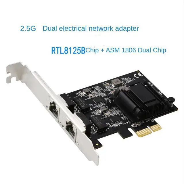 Alt view image 2 of 5 - 2.5GBase-T Gigabit Network Adapter with 2 Ports 2500Mbps PCIe 2.5gb Ethernet Card RJ45 LAN Controller Card