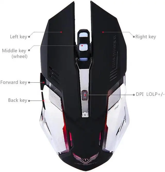 Alt view image 5 of 5 - 2.4G Wireless Mouse Rechargeable Gaming Optical Mouse 2400DPI Mice For PC Laptop Computer Ergonomics Original