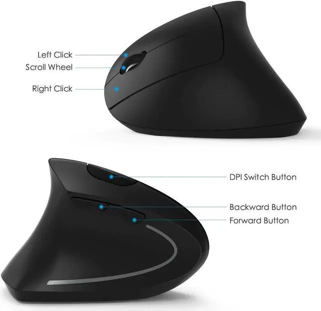 Alt view image 4 of 5 - Ergonomic Vertical Mouse Wireless Right/Left Hand Computer Gaming Mice 5D USB Optical Mouse Gamer Mause For Laptop PC Game