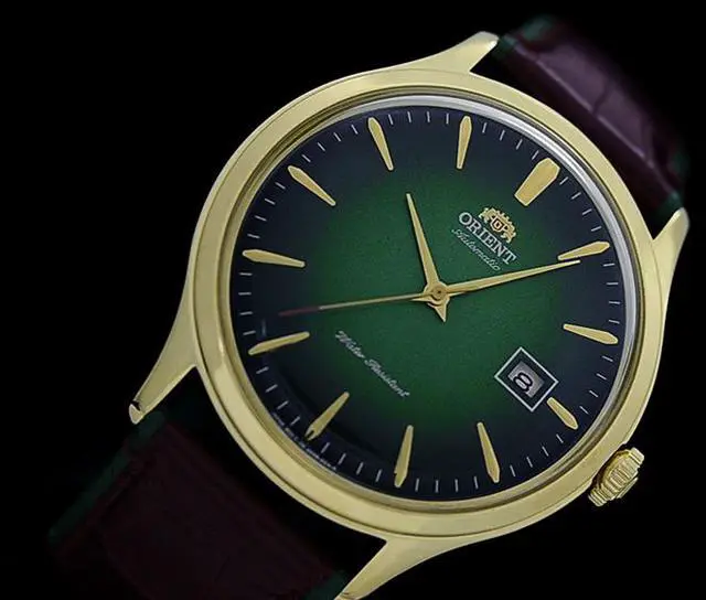 Alt view image 2 of 17 - Orient Bambino Version 4 FAC08002F0 Green Dial Gold-Tone Case Classic Watch
