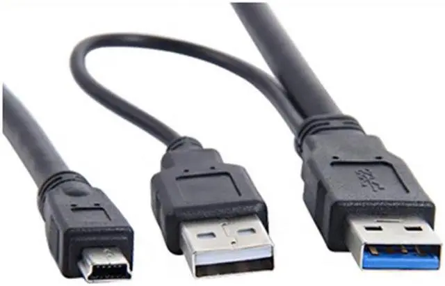 Alt view image 3 of 6 - USB 3.0 Type A With USB Power Supply To Mini 10Pin 10 Pin Cable Y Splitter 2 in1 USB3.0 Data Cable For HDD 60cm