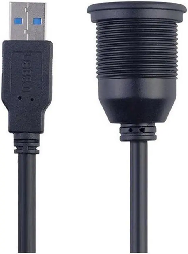 Alt view image 3 of 4 - USB 3.0 Male to USB 3.0 Female AUX Flush Mount Car Mount Extension Cable for Car Truck Boat Motorcycle Dashboard Panel