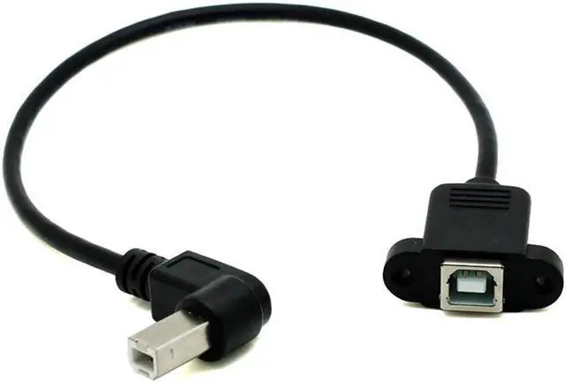 Alt view image 2 of 6 - USB 2.0 Elbow B Male to Female Cable USB Type B Wire Socket Printer Panel Mount Extension Cable Screw Hole Connector 50cm 100cm