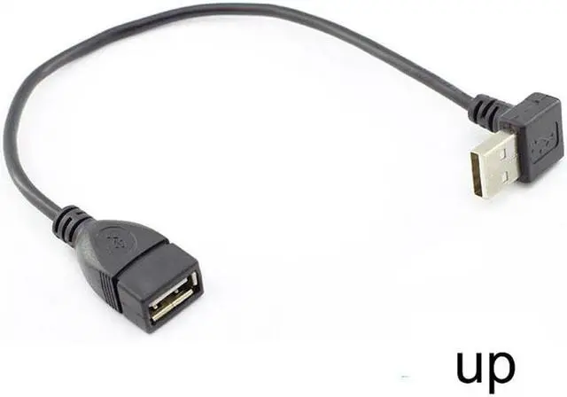Alt view image 6 of 6 - USB Extension Cables 25cm Female Type A USB 2.0 To 90 Degree Male Plug Cable Cord Adapter Left Right Up Down Angle