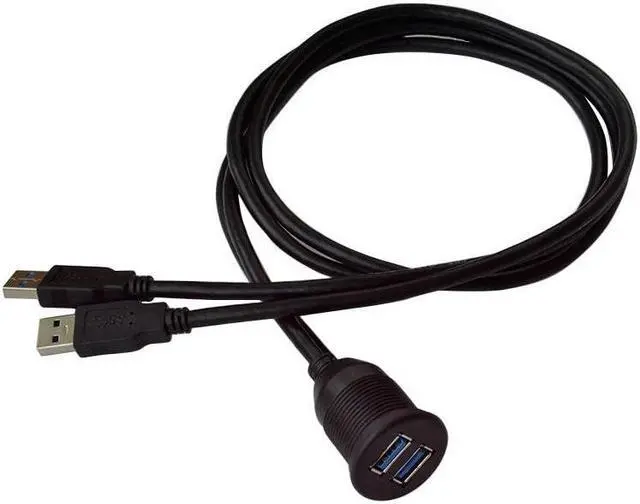 Alt view image 3 of 5 - 2 Ports Dual USB 3.0 Extension AUX Flush Mount Car Mount Extension Cable for Car Truck Boat Motorcycle Dashboard Panel 1M