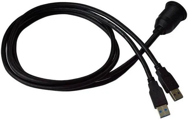 Alt view image 2 of 5 - 2 Ports Dual USB 3.0 Extension AUX Flush Mount Car Mount Extension Cable for Car Truck Boat Motorcycle Dashboard Panel 1M