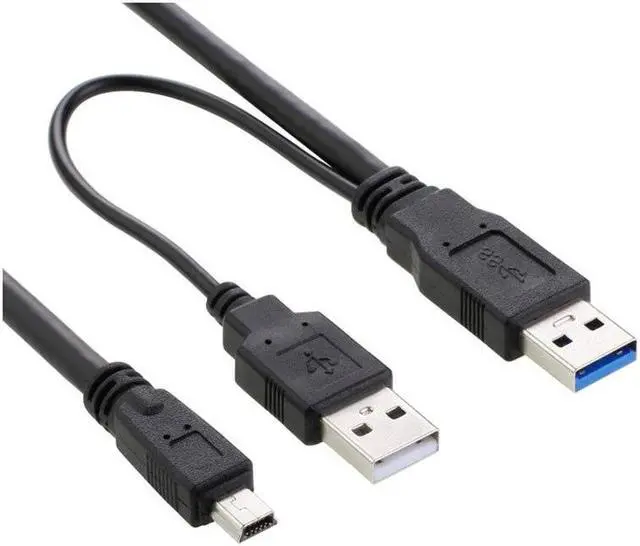 Alt view image 2 of 6 - USB 3.0 Type A With USB Power Supply To Mini 10Pin 10 Pin Cable Y Splitter 2 in1 USB3.0 Data Cable For HDD 60cm