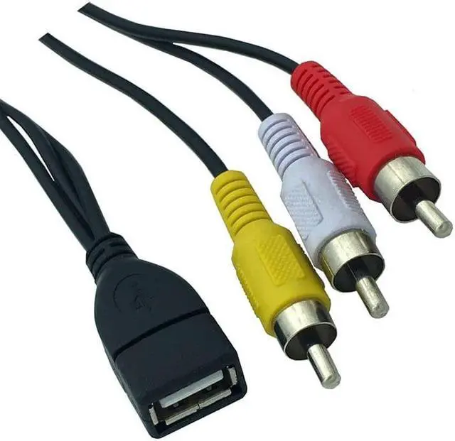 Alt view image 3 of 3 - USB 2.0 A Female to 3 RCA Male Video AV Cable Lead For PC TV Aux Audio Video adapter AV equipment