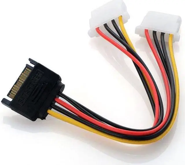 Alt view image 3 of 5 - 15 Pin SATA Male to 2 Female 4 Pin Molex Female IDE HDD Power Hard Drive Cable