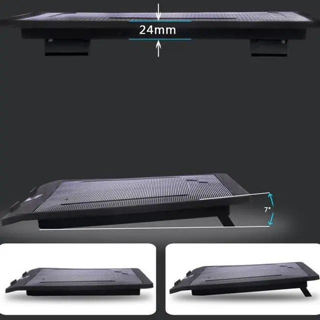 Alt view image 5 of 5 - 14 inches or less laptop Cooling Pad Laptop Cooler USB Hub with Big Cooling Fans Light Notebook Stand and Quiet Fixture