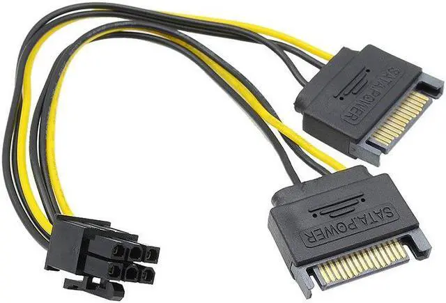 Alt view image 3 of 5 - Dual SATA 15Pin Male M to PCI-e 6 Pin Female F Video Card Power Cable For EVGA ASUS plug into a Video (VGA) Card