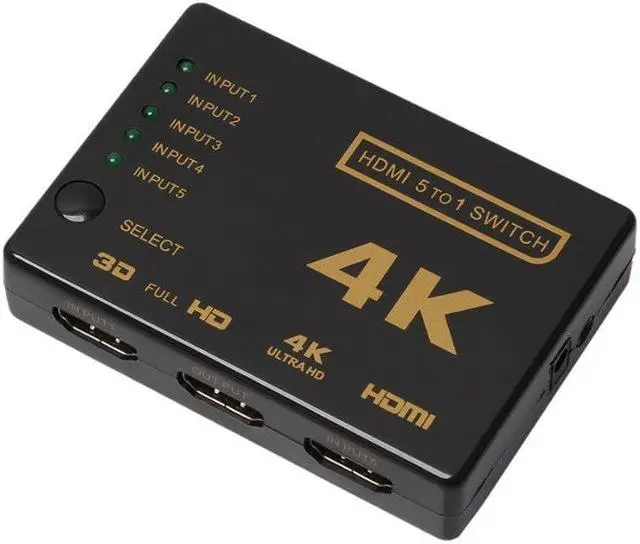 Alt view image 2 of 5 - Mini HDMI Switcher 2160P 5 Port 4K HDMI Switch Selector Splitter With Hub IR Remote For HDTV DVD TV BOX