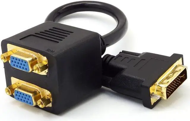 Alt view image 4 of 5 - High Quality DVI-I 24+5 Pins Male to 2 Dual VGA Female Monitor Adapter Splitter Cable