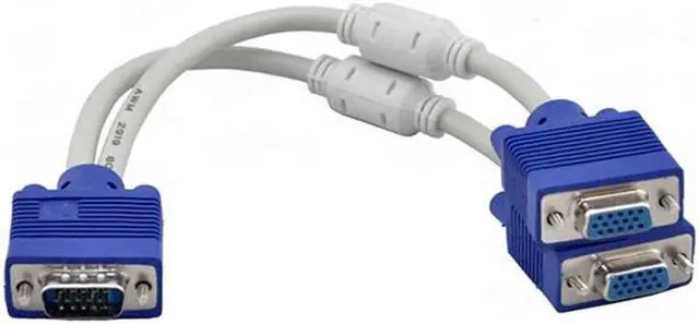 Main image of High Quality 1 Computer to Dual 2 Monitor VGA Splitter Cable Video Y Splitter 15 Pin Two Ports VGA Male to Female