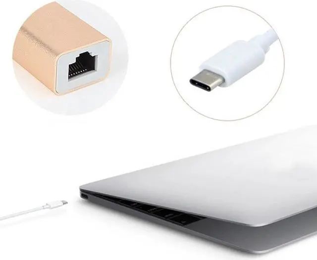 Alt view image 2 of 5 - 3 Ports USB 3.0 Hub USB 3.1 Type-C Male To 10/100/1000Mbps Gigabit Ethernet LAN Network Card RJ45 Adapter For Macbook