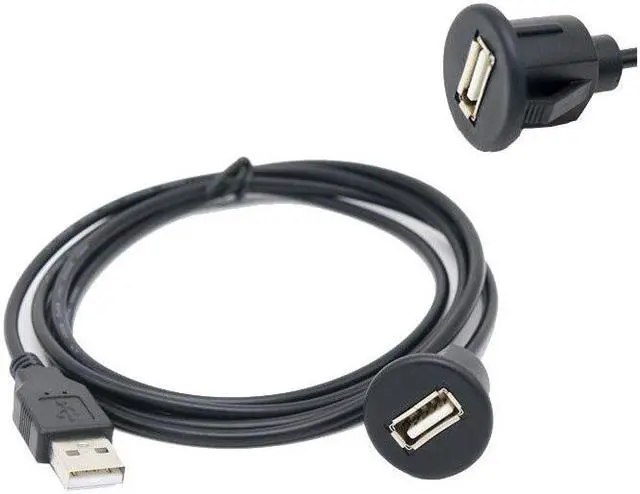 Alt view image 3 of 3 - 1m PC Car Dash Board Mount USB 2.0 Male To Female Socket Extension Panel Transfer Date Charging Cable