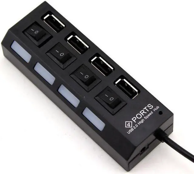 Alt view image 2 of 3 - New 4 Port USB 2.0 High Speed HUB ON/OFF Sharing Switch For Laptop PC Black