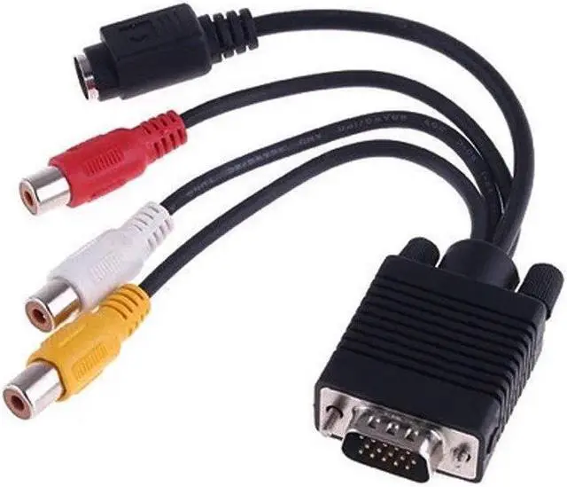 Main image of 1PC VGA Male to S-Video 3 RCA Jack Female Composite AV TV Out Adapter Converter Connector Video Cable for Laptop PC HDTV