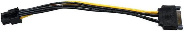 Alt view image 6 of 6 - Black 15 Pin SATA Power to 6 Pin PCI Express Riser Card Adapter Cable Power Supply Cable 20CM