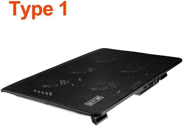 Alt view image 4 of 5 - DC 5V LED 5 Fan Cooling Pad Cooler Laptop Cooling Pad Fan USB Port Cooling Stand Holder Cooler Radiator Notebook 14" 15.6" 17"
