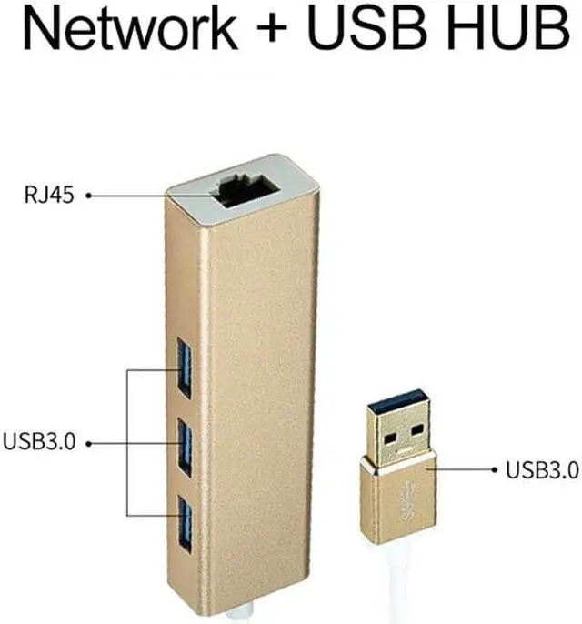 Alt view image 4 of 6 - USB3.0 Hub Gigabit Ethernet Network Adapter+3 Port Hub USB 3.0 To RJ45 10/100/1000M Lan Card For Macbook Windows 10