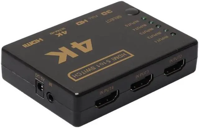 Alt view image 3 of 5 - Mini HDMI Switcher 2160P 5 Port 4K HDMI Switch Selector Splitter With Hub IR Remote For HDTV DVD TV BOX