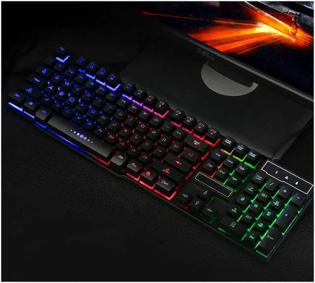Alt view image 4 of 5 - USB Wired LED 104Keys Backlit Gaming Game Gamer Keyboard for PC Computer Csgo Overwatch Lol with Similar Mechanical Feel