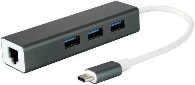 Alt view image 4 of 5 - 3 Ports USB 3.0 Hub USB 3.1 Type-C Male To 10/100/1000Mbps Gigabit Ethernet LAN Network Card RJ45 Adapter For Macbook
