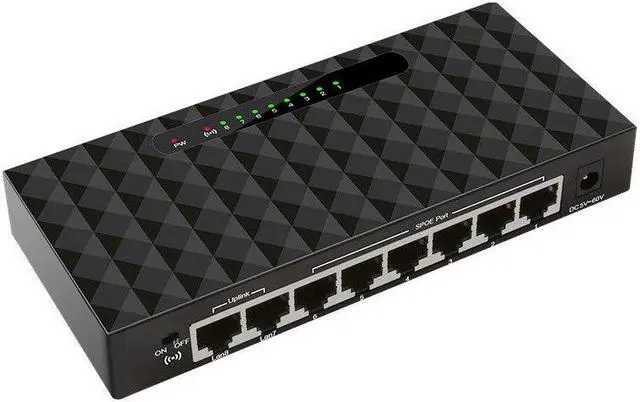Main image of 8 Port POE Ethernet Network Switch Lan Hub Ethernet Smart Switch Support 6-55V Power Supply  (2x10/100mbps + 6x POE Ports