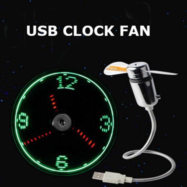 Hand Mini USB Fan portable gadgets Flexible Gooseneck LED Clock